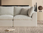 ohllob 110" Cloud Sectional Couches for Living Room, Convertible L-Shape Couch with Ottoman, 3 Seater Modular Sectional Sofa, Warm White