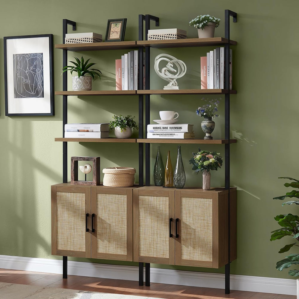 5 Tier Book Shelf Set of 2, 73" Tall Bookshelf with Storage, Modern Book...