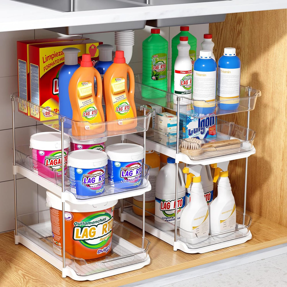 Delamu 2 Sets of 3-Tier Bathroom Under Sink Organizers and Storage, Multi-Pur...