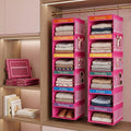 2 Pcs 6 Shelf Hanging Weekly Clothes Organizer for Kid,Rose Red | Closet Organization, Hanging Closet Shelves with Side Pockets, Labeled Shelves with Days of The Week Monday Through Weekend