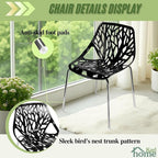 Karl home Modern Black Dining Chairs Set of 4, Stackable Plastic Chair for Dining Room, Living Room, Waiting Room,4 Chrome Metal Legs, 350lbs Capacity,21.3”L x 21.3”W x 33.5" H