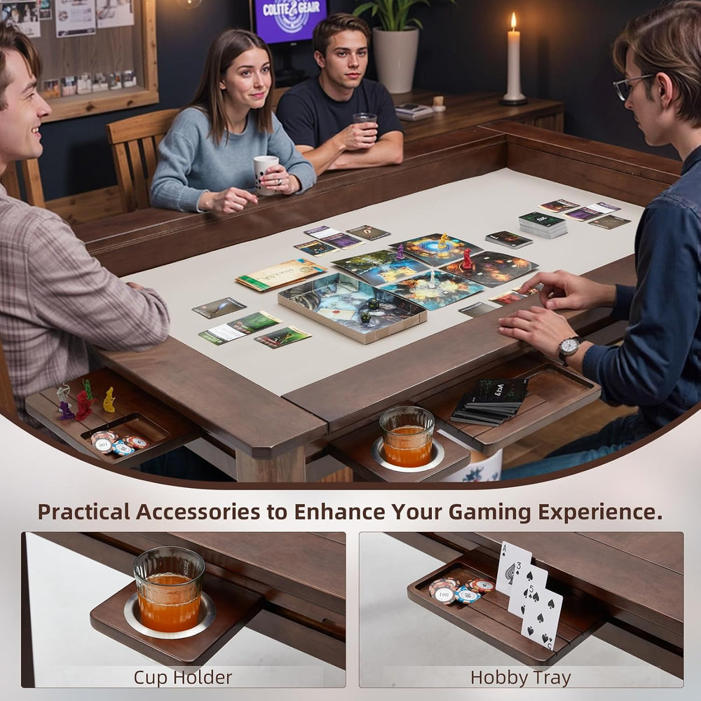 Coperat Solid Wood Board Game Table for 4-6 Players,Dining/Gaming Table w/ 54...