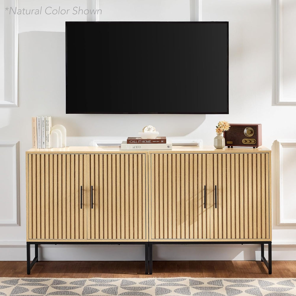 Best Choice Products Slatted Sideboard Buffet Cabinet, Entryway Table, Accent...