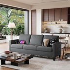 STHOUYN 73" W 3 Seater Sofa Couch with USB Ports, Grey Comfy Couches for Small Spaces, Mid Century Modern Couch Loveseat for Living Room, Apartment, Bedroom (Dark Grey)