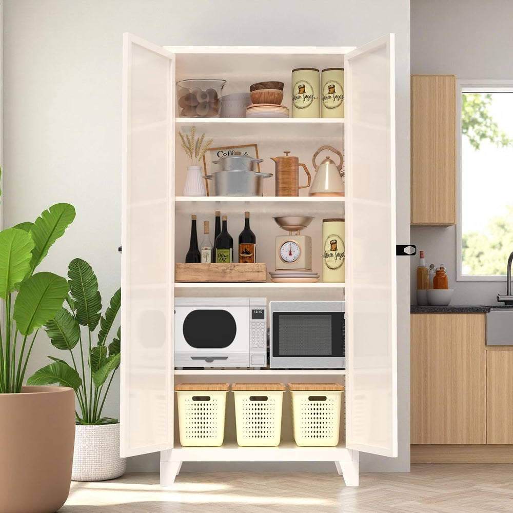 JIJIWANG 71'' Metal Pantry Cabinet, Kitchen Pantry Storage Cabinets w...