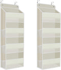 2 Pack Over The Door Organizer, Hanging Storage Organizer with Clear Window, 40lb Ultra Sturdy Large Capacity Room Organizer for Pantry Laundry Bathroom Nursery Closet (Beige)