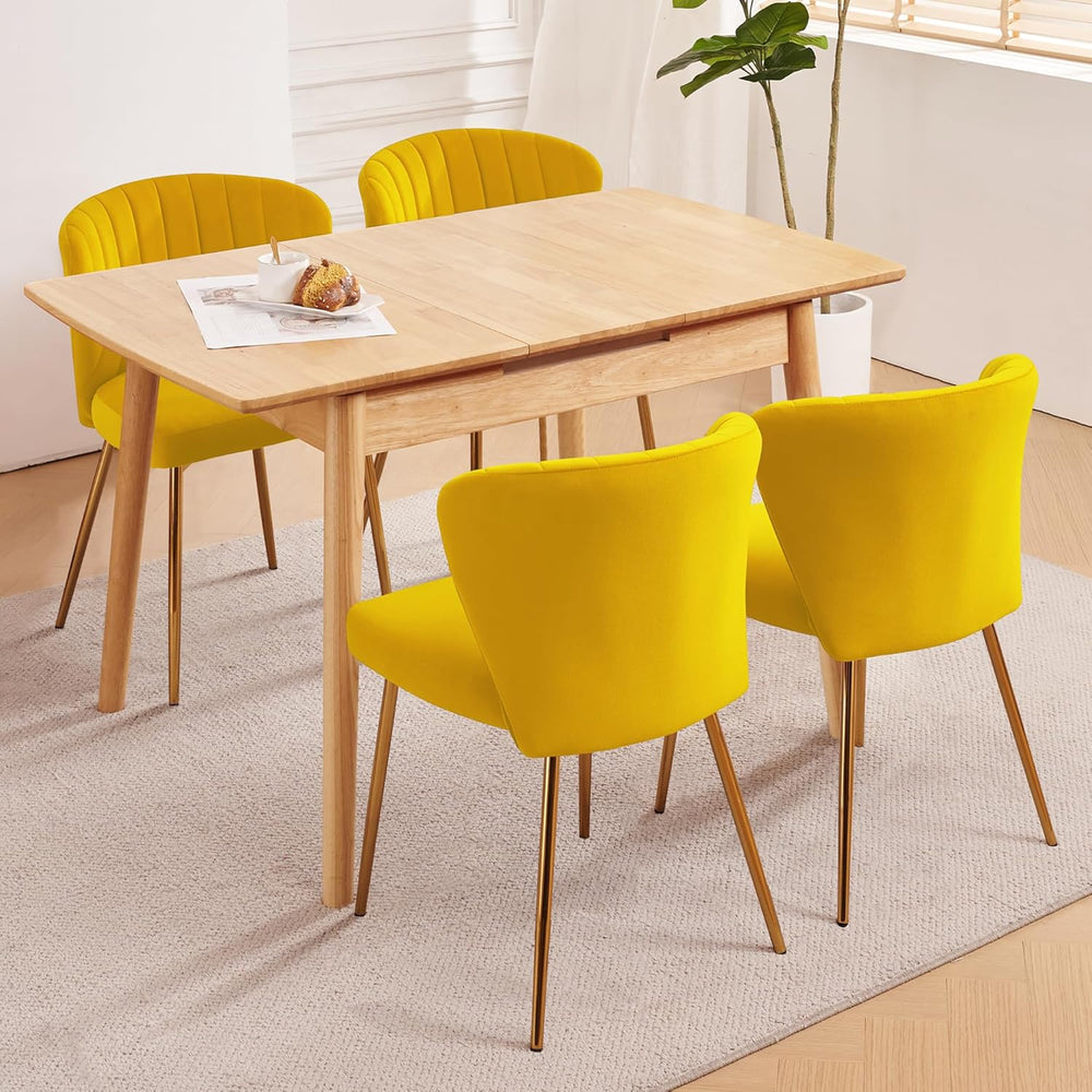 Velvet Dining Chairs Set of 2, Modern Upholstered Vanity Chairs with Golden M...