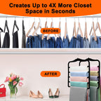 Closet Organizers and Storage,5 Pack Pants Hangers Space Saving,Velvet Hangers, Dorm Room Essentials for College Students Girls Boys Guys,Non Slip Organization and Storage Scarf Jeans Hangers