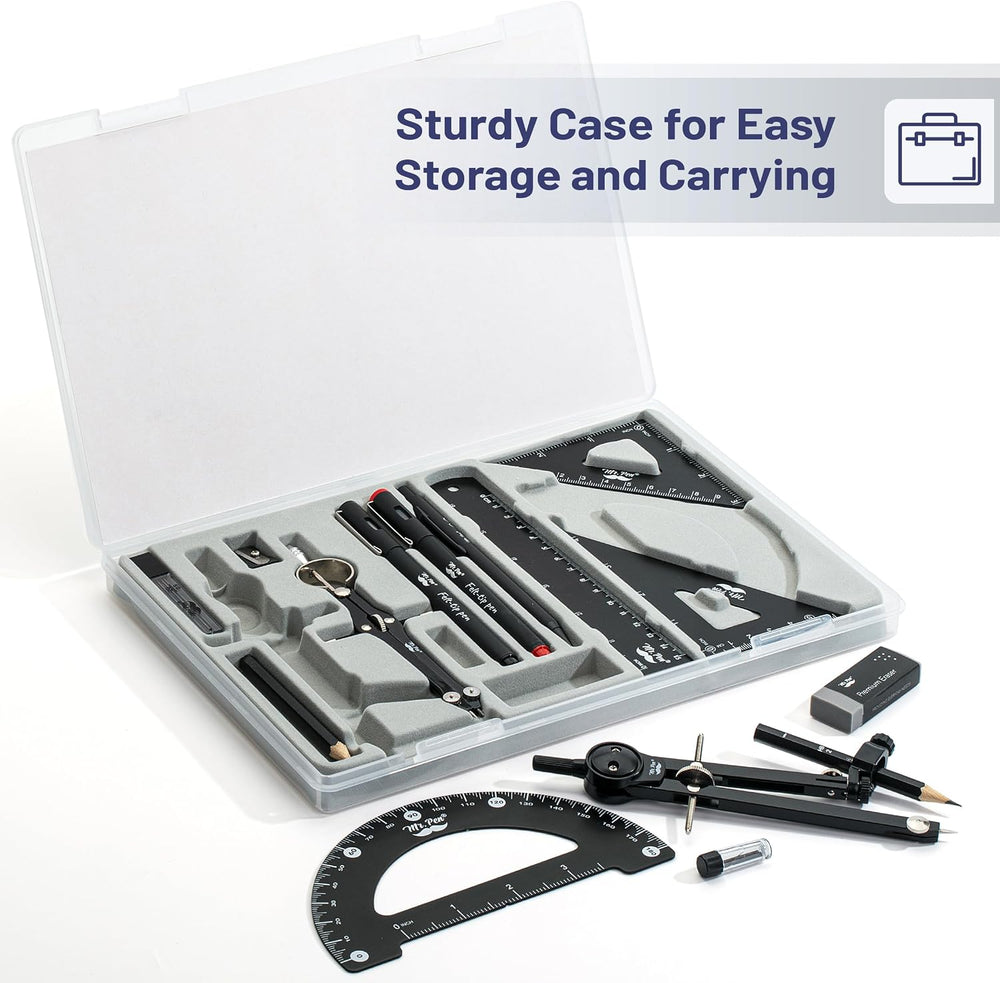 Mr. Pen- Professional Geometry Set, 15 pcs, Drafting Tools with Protractor
