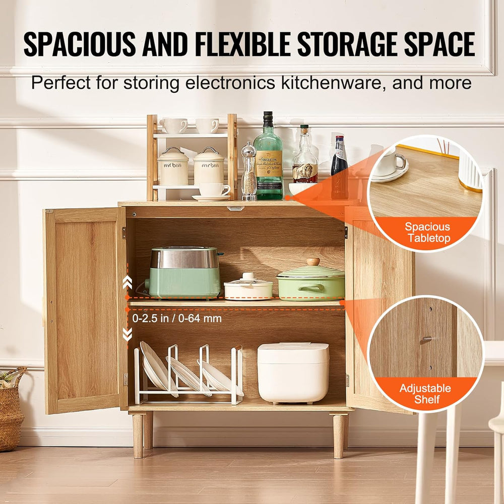VEVOR Sideboard Cabinet, Buffet Cabinet with 2 Magnetic Doors and Adjustable ...