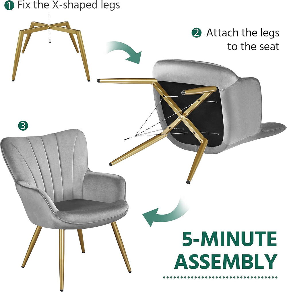 Yaheetech Accent Chairs Set of 2, Upholstered Armchair, Light Gray