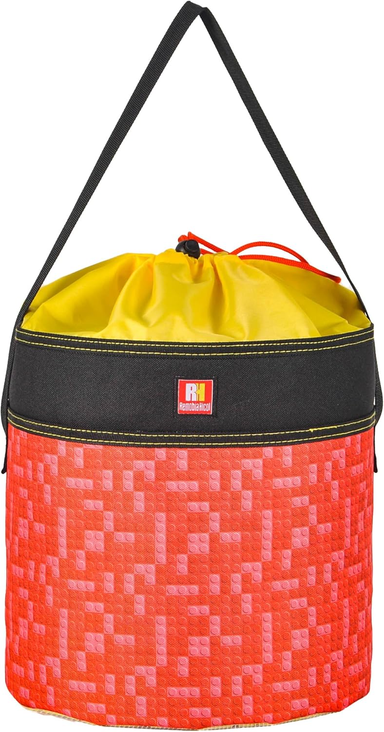 Toy Storage Organizer Basket Bag with Drawstring for Buliding Bricks, Blockets,Puzzles,Playroom Cinch Bucket Carrying Bag (Red)