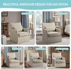 Martha Stewart London Swivel Chair - Solid Wood & Plywood, Skirted Metal Base Accent Armchair, Lumbar Pillow -Modern Classic Family Room Sofa Furniture Bedroom Lounge, 28"X31.5"X35.25", Light Blue