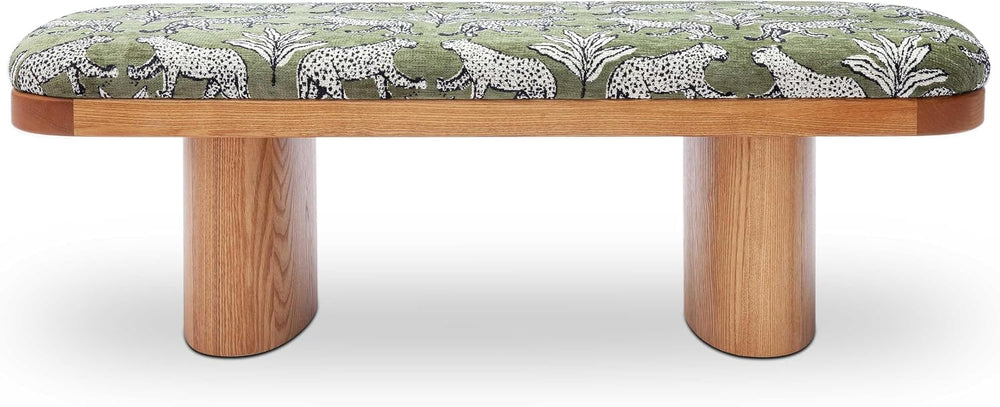 First of a Kind Bench in Olive Green Jacquard