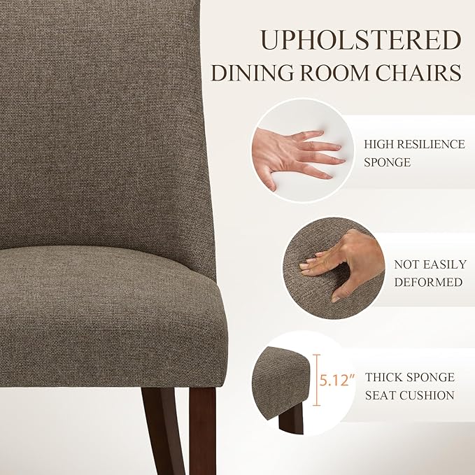COLAMY Upholstered Dining Chairs Set of 4, Mid Century Modern Kitchen Chairs ...