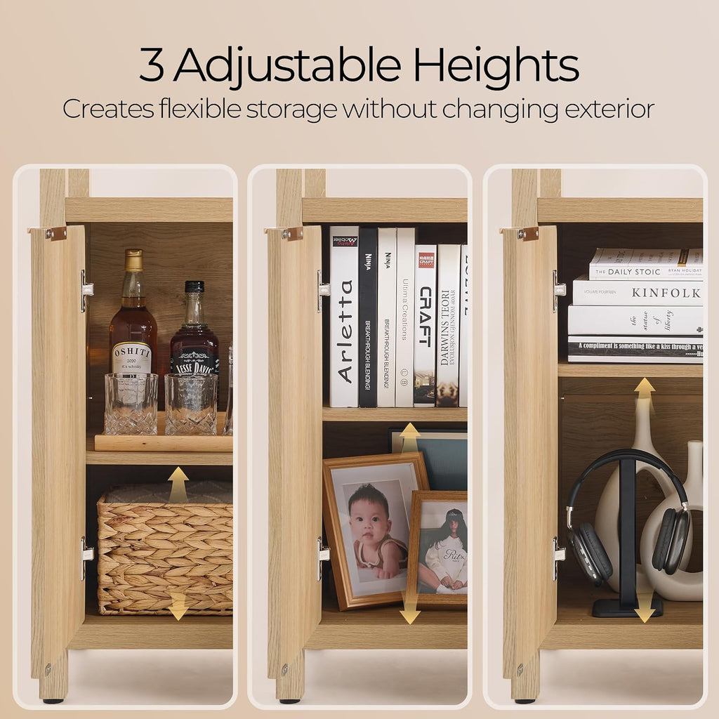OAKHAM HOME 71" Tall Fluted Bookshelf with Cabinet, 5-Tier Large Bookcase with Adjustable Shelves and Doors, Storage Book Shelf for Living Room, Bedroom, Office (Golded Oak, 1PCS) | 5-Tier Large Bookcase,Adjustable Shelves,for Living Room, Bedroom, Office