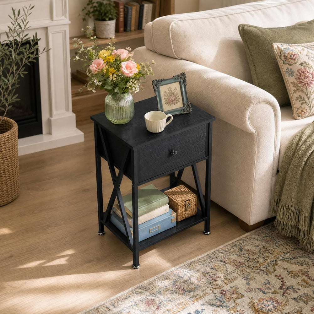 VECELO Nightstands Set of 2, Modern Bedside End Tables, Night Stands with Dra...