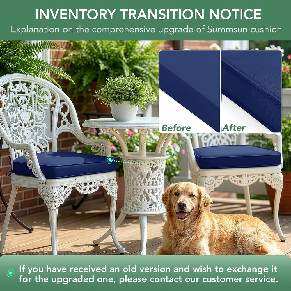 Summsun Outdoor Chair Cushions D-Shape, 17 x 16 Inch, Navy, Set of 4