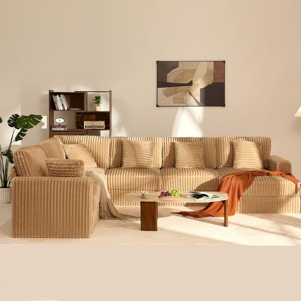 GOSUHI 139" U-Shaped Cloud Couch, Modular Sectional, Deep Seats, Camel |...