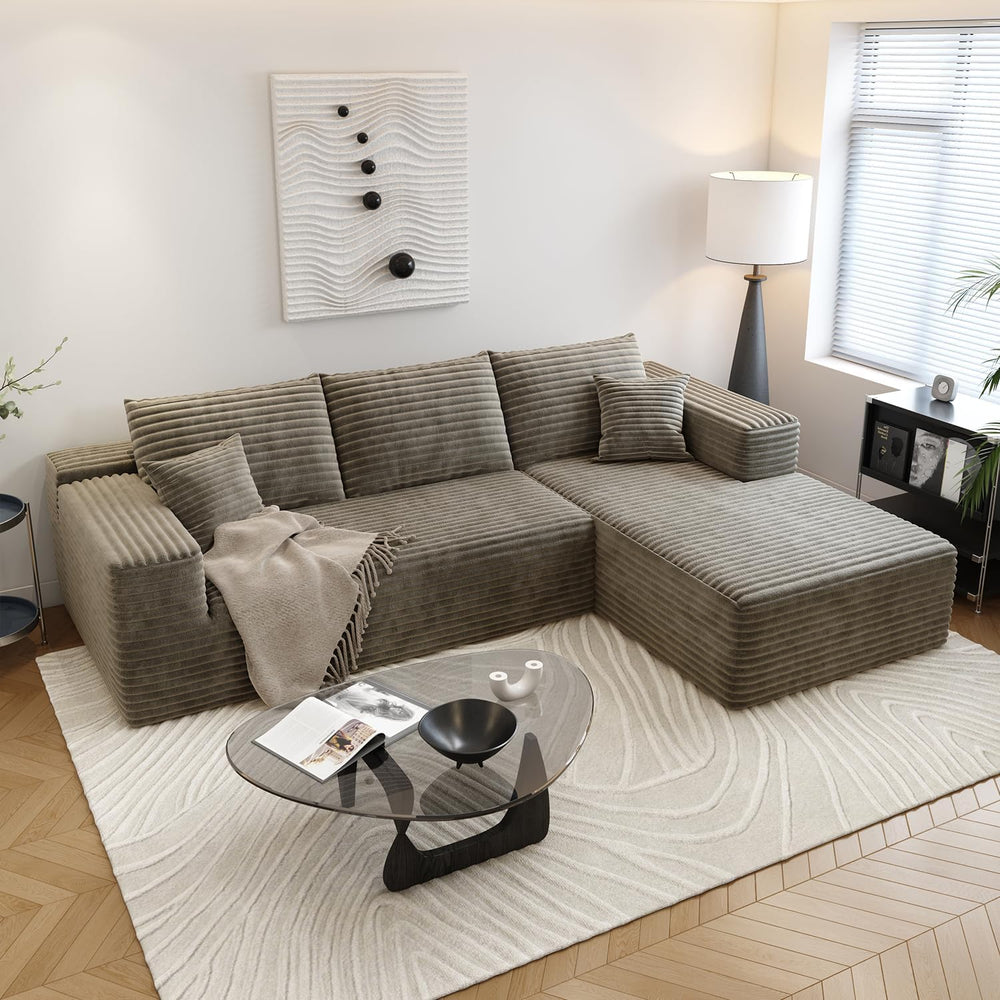 107.5" Cloud Sectional Couch with L-Shape Chaise,Modern Modular Sofa wit...