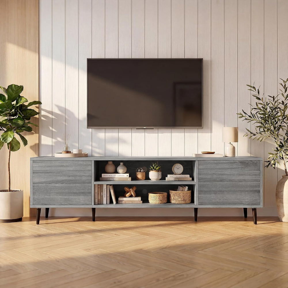 JUMMICO Mid-Century Modern TV Stand for 65-70 Inch TVs, 63 Inch Media Console...