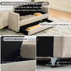 58.3" 2-Tier Storage Bench Upholstered with Drawer, Griege. | End of Bed Bench, 2-Tier Storage King Size Bench Upholstered for Bedroom, Cloakroom, Entryway, Hallway, Window.