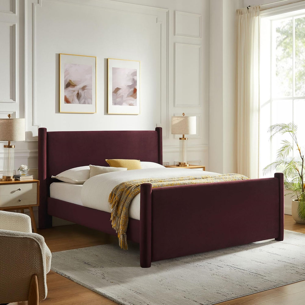 Modway Rael Queen Platform Bed Frame with Upholstered Headboard and Footboard...