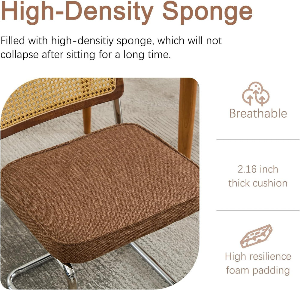 SoarFlash Linen Dining Chair Set of 4 Modern Upholstered Kitchen Chair with W...