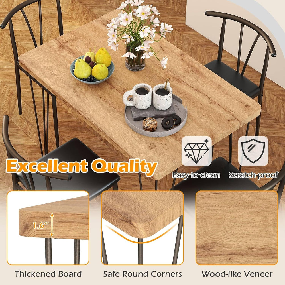 Giantex 5-Piece Dining Table Set, 43-Inches Rectangular Kitchen Table & 4...