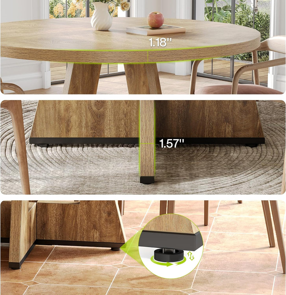 LITTLE TREE Round Dining Table for 4-6 People, 47 Inches Dining Room Table wi...