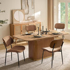HULALA HOME Dining Chairs Set of 4 Mid-Century Modern Upholstered Kitchen Dining Room Chairs with Wood Curved Backrest, Black Metal Legs Fabric Dinner Chair for Living Room Cafe Restaurant Camel