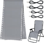 Ostlttyn Zero Gravity Chair Replacement Fabric with Cord Kits, 17inch Wide Repair Cloth with Replacement Bungee Cord for Anti Gravity Chairs Patio Lounge Chair Lawn Beach Sling Chair, Light Grey