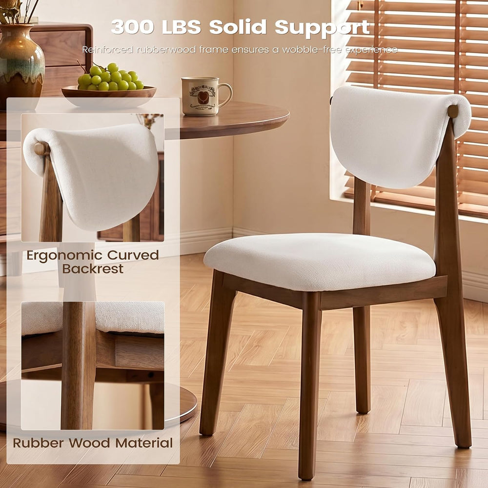 Dining Chairs Set of 6, Solid Rubberwood Kitchen Chairs with Lumbar Support H...