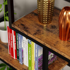 IRONCK Bookshelves 6 Tiers, Industrial Etagere Heavy Duty Shelves for Living Rooom, Office Storage Geomeric Display Boocase, Vintage Brown
