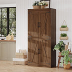 Rustic Brown Kitchen Pantry Cabinet – 71" Tall Freestanding Farmhouse Storage Cabinet with Doors & Adjustable Shelves – Rustic Wood Food Organizer for Kitchen, Living Room, Dining Room & Bathroom