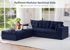 MAXYOYO 104" U Shaped Modular Sectional Sofa with 2 Ottomans, Cloud Boneless Couch with Layered Cushion, Flexible Module Combination Sofa for Living Room, No Assembly Required, Navy