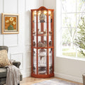Classical Glass Cabinet Lighted, Wine Cabinet with Adjustable Glass Shelves, for Living Room Corridor,for Kitchen Home