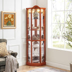 Classical Glass Cabinet Lighted, Wine Cabinet with Adjustable Glass Shelves, for Living Room Corridor,for Kitchen Home