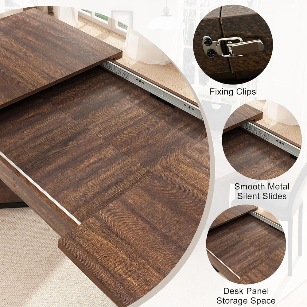 86 in Extendable Dining Table for 6 8 10 People,59"-86" Farmhouse R...