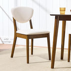 Best Choice Products Dining Chairs Set of 2, Mid-Century Modern Upholstered Wood, Armless w/Seat Cushion, Padded Backrest - Walnut/Cream