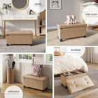 STORAGEBUD Storage Ottoman Bench with Bins, 30-in Storage Bench for Bedroom End of Bed, Folding Foot Rest Ottoman for Living Room Max 660lbs, Faux Leather Ottomans, Taupe