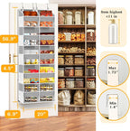 Over The Door Organizer, 5-Tier Extra Large Behind Door Storage with 10 Big Front & 10 Mesh Pockets, 80lb Capacity, Hanging Storage Organizer with Clear Window Kids Toys, Shoes, Diapers, Light Grey