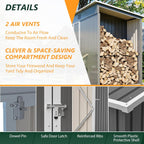Large Outdoor Storage Shed, 10' X 4' Metal Galvanized Steel Garden Sheds with 4 Vents & Open Storage Area, Utility Tool Shed for Backyard, Patio, Lawn, Gray