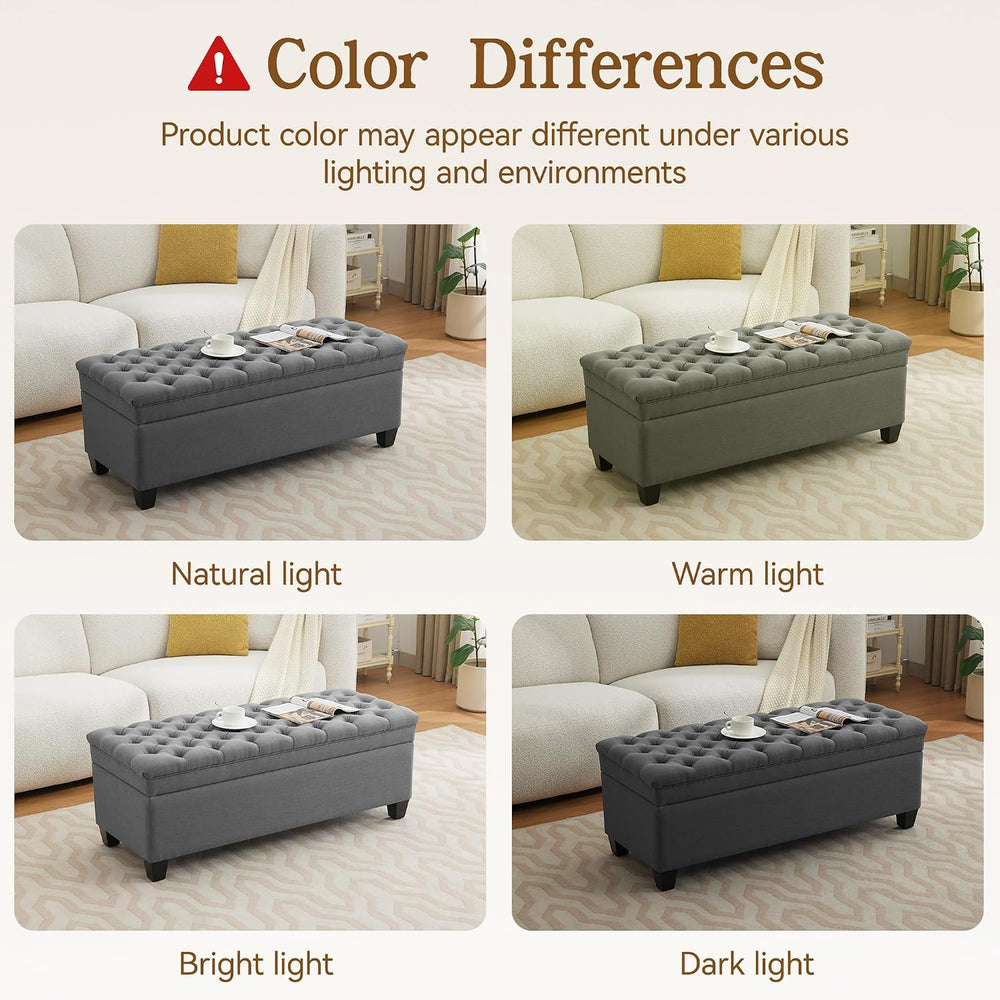 WUTUTUEE 51" Fabric Storage Ottoman Bench, Upholstered Rectangle End of ...