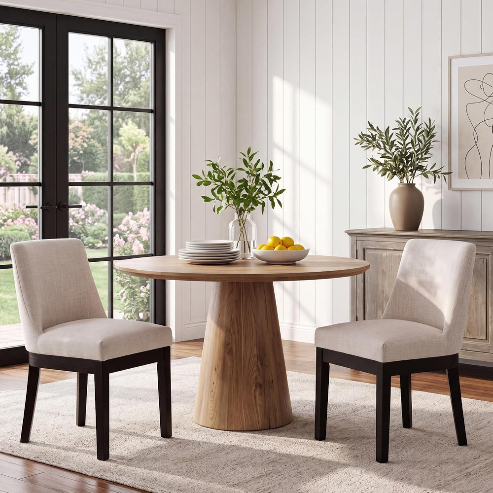 HNY Beige Linen Dining Chairs Set of 6, Soft Upholstered Dining Room Chairs |...