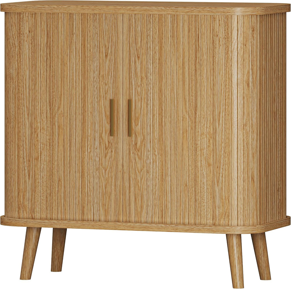 Xixini Sideboard Buffet Cabinet with Sliding Door, 31.5" Wide Fluted Mod...