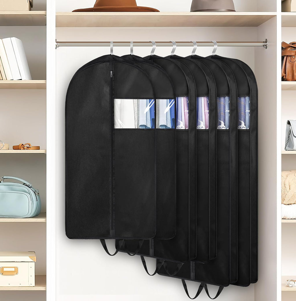 35" Garment Bags for Hanging Clothes Travel, 4" Gusseted Suit Bags for Closet Storage Mens Garment Protector Cover for Coats, Jackets, Shirts (3 Packs)