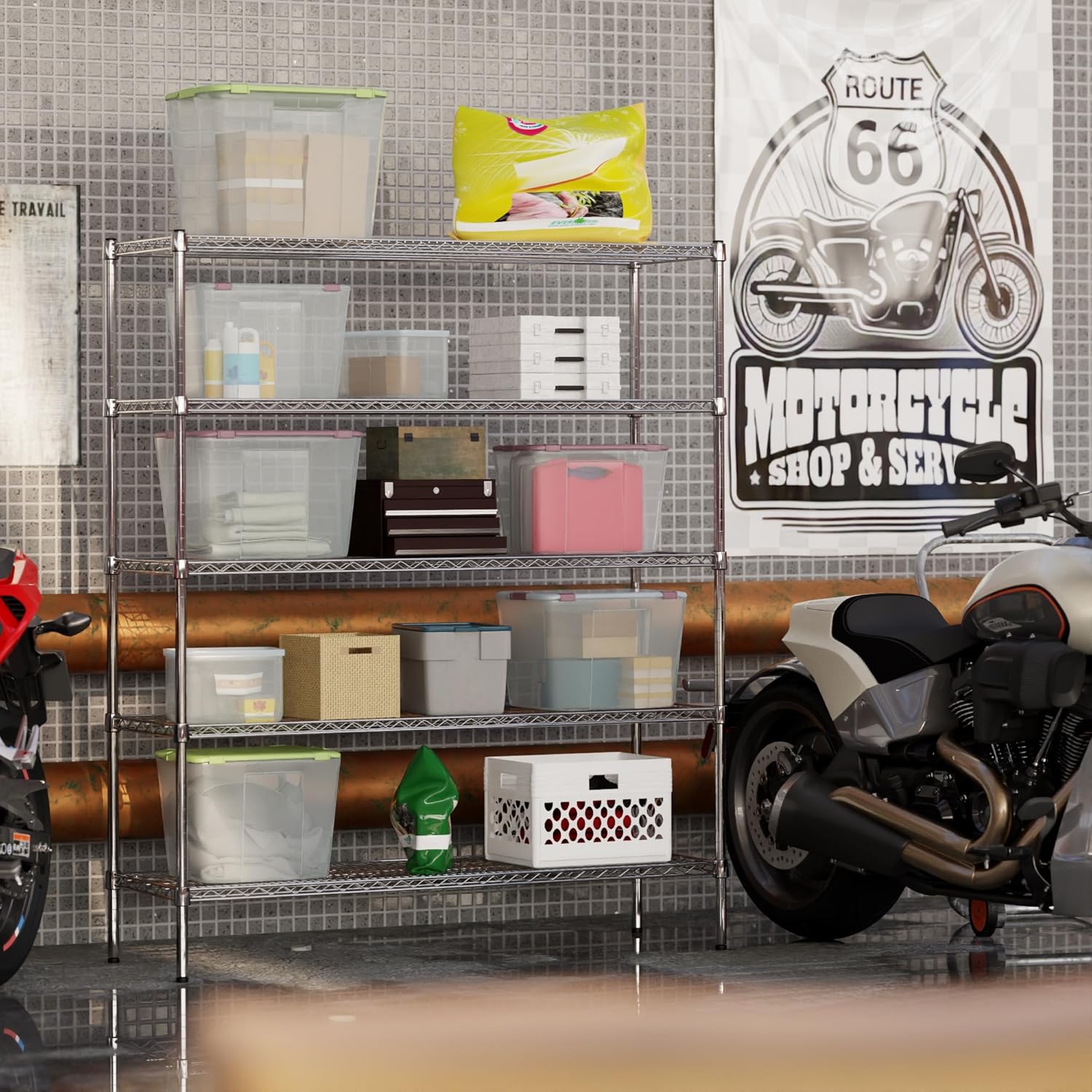 18" Deep x 54" Wide x 64" Height Wire Shelving Kit | 5-Tier | NSF Commercial Storage Rack Unit