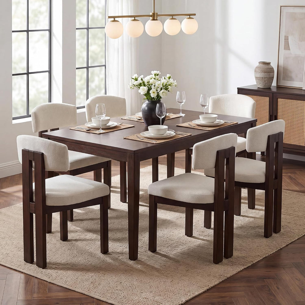 COLAMY Upholstered Dining Chairs Set of 6, Solid Wood Wobble-Free Modern Kitc...