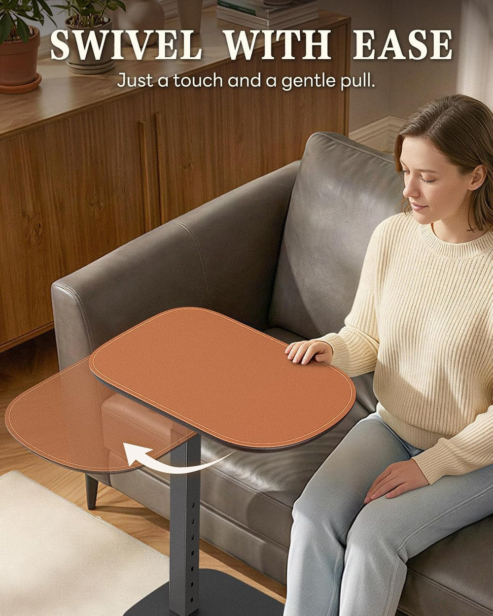 SAIJI Swivel Top TV Table Tray for Living Room Eating and Laptops | Height Ad...